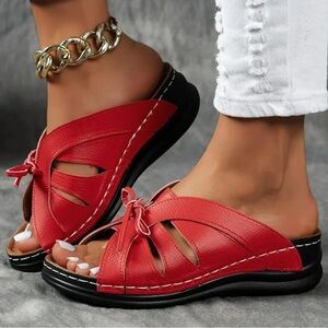 Passion of Essence Red Slide Knot Mules